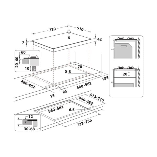 Kitchenaid-Plyta-Kitchen-Aid-51x73-Khgl-742-Nb-schemat Płyta Kitchen Aid 51x73 KHGL 742 NB