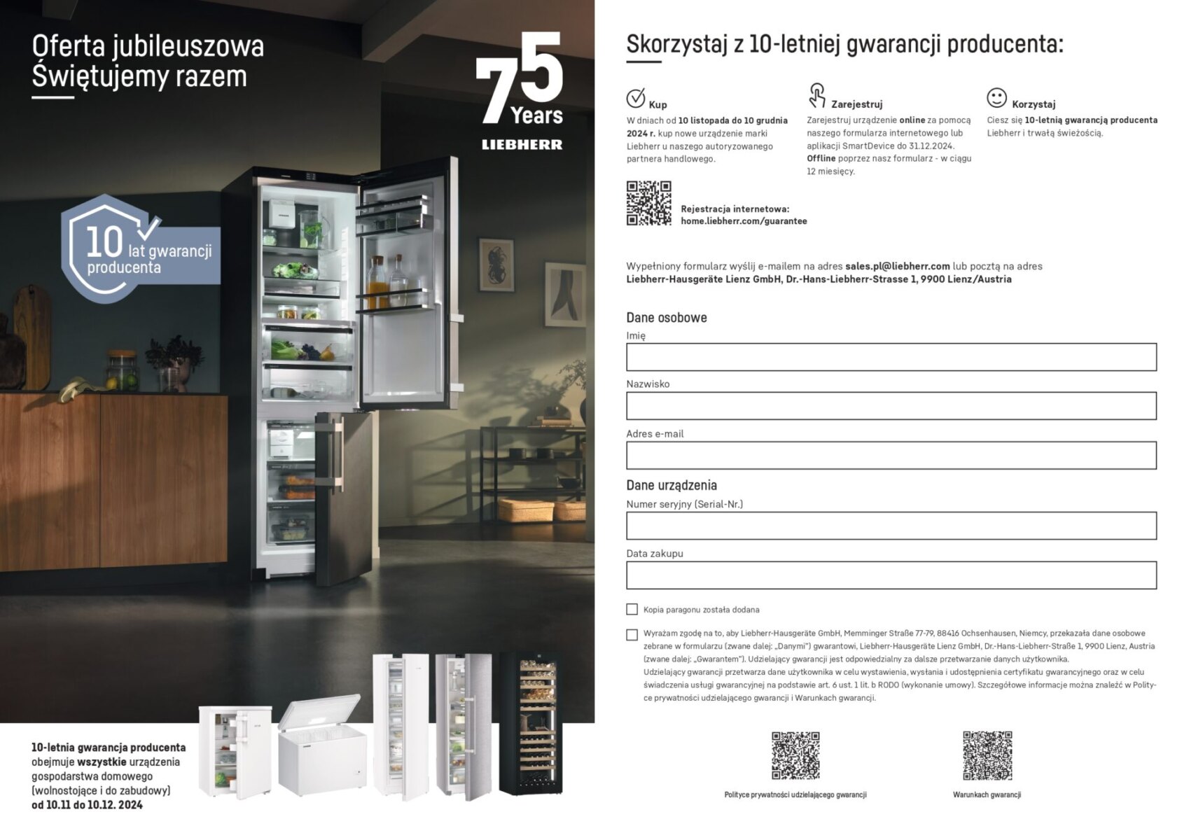 Oferta-jubileuszowa-75-lat-Liebherr 75 lat firmy Liebherr - 10 lat gwarancji na urządzenia gospodarstwa domowego