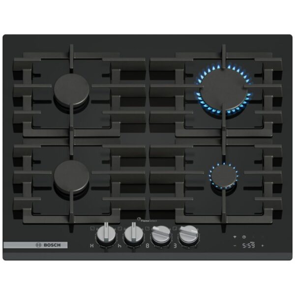 bosch-serie-8-plyta-gazowa-60-cm-szklo-hartowane-czarny-prp6a6h40-01 Płyta gazowa Bosch PRP6A6H40 Serie 8 (60 cm, szkło hartowane, czarna)