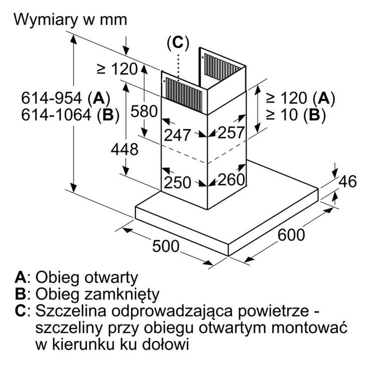 OKAP WYSPOWY 60CM STAL NIERDZEWNA LC67BIP50 - obrazek 2