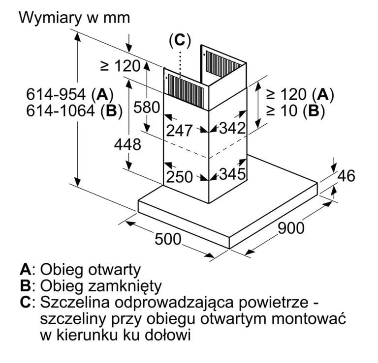 OKAP WYSPOWY 90CM STAL SZLACHETNA LC97BCP50 - obrazek 2