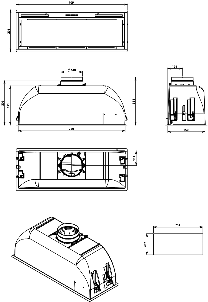Okap do zabudowy FALMEC Grupa Silnikowa Plus 70 Biały 800 m³/h - obrazek 8