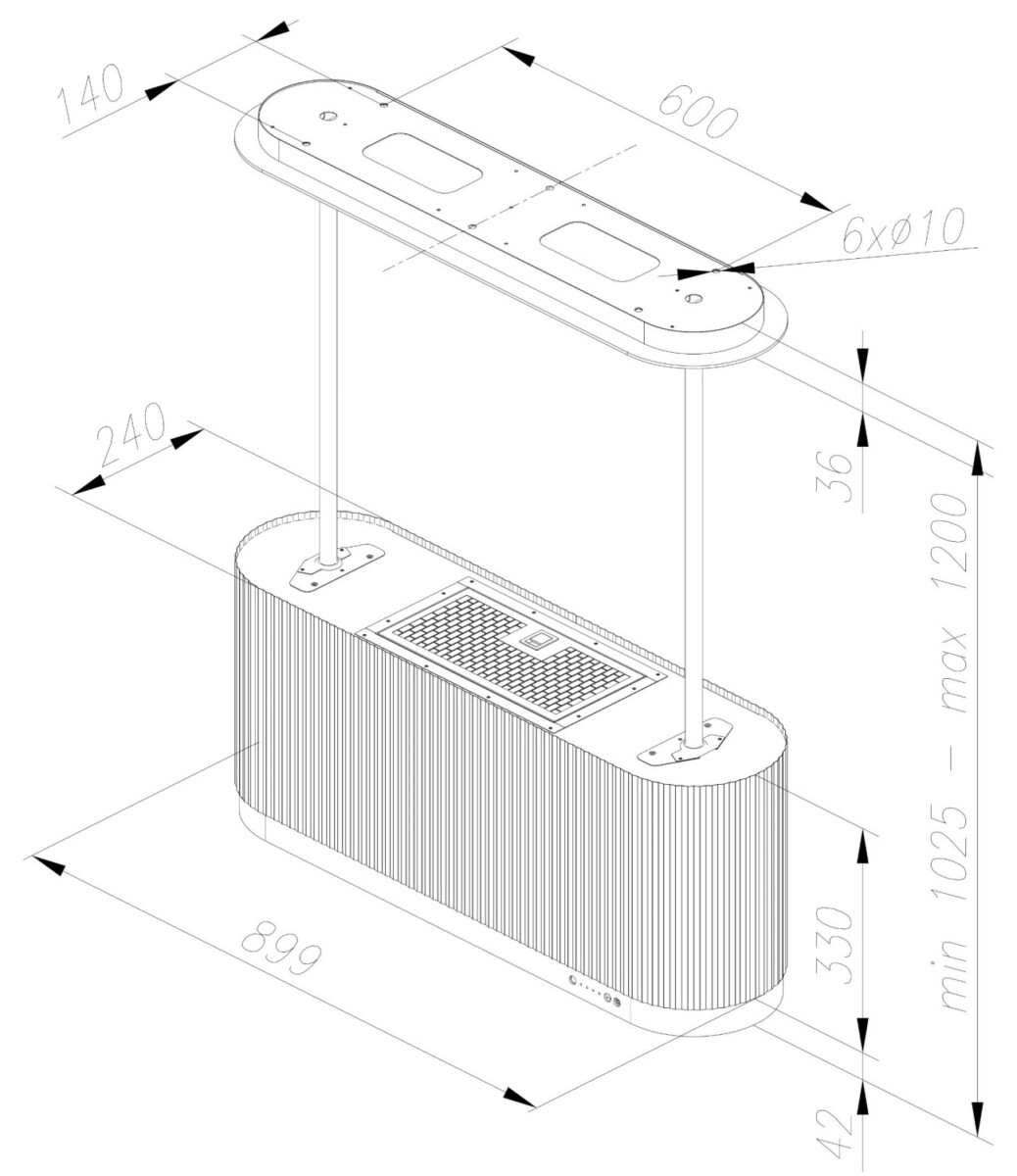 Okap wyspowy CIARKO Mono W 90 Biały CDW9001W - obrazek 2