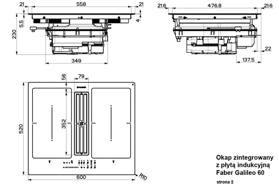 Wyciąg zintegrowany z płyta indukcyjną GALILEO SMART 600 BK 600 - obrazek 2