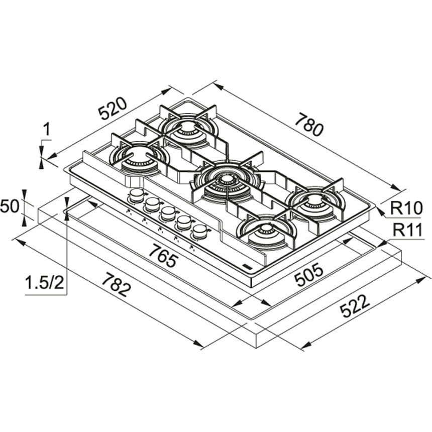 PŁYTA GAZOWA FHFS 785 4G TC CH C - obrazek 2