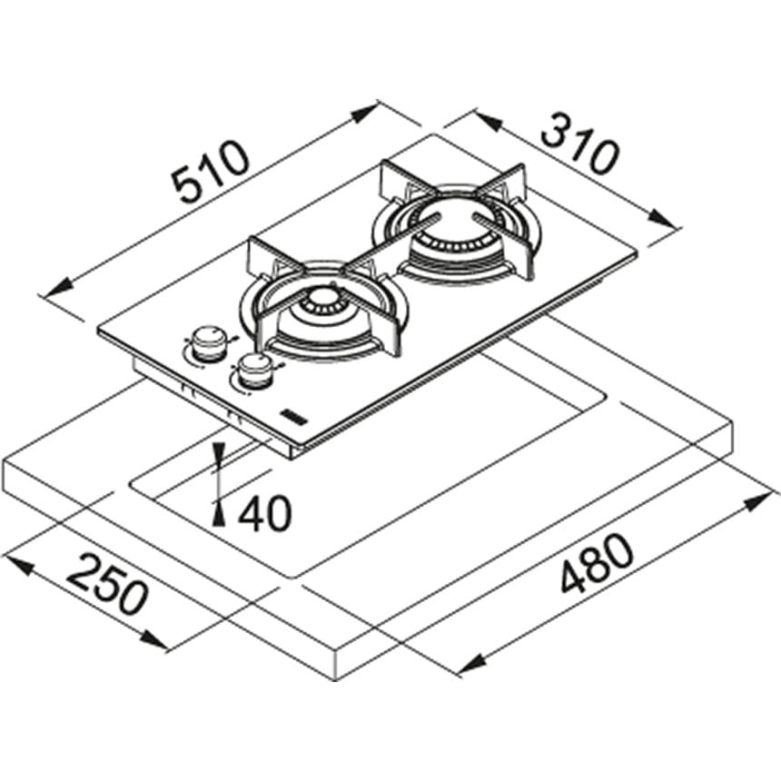 PŁYTA GAZOWA CLASSIC LINE FHCR 302 2G HE BK C - obrazek 2