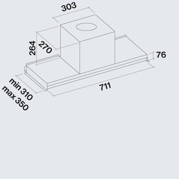 Okap do zabudowy FALMEC Virgola Evo 75 inox - obrazek 2