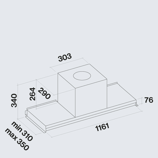 Okap do zabudowy FALMEC Virgola Evo 120 czarny - obrazek 2