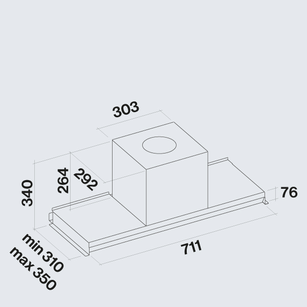Okap do zabudowy FALMEC Virgola No-Drop Evo 75 inox - obrazek 2