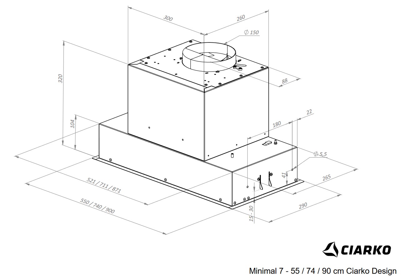 Okap do zabudowy Minimal 7 74 cm CIARKO CDZ747C - obrazek 5