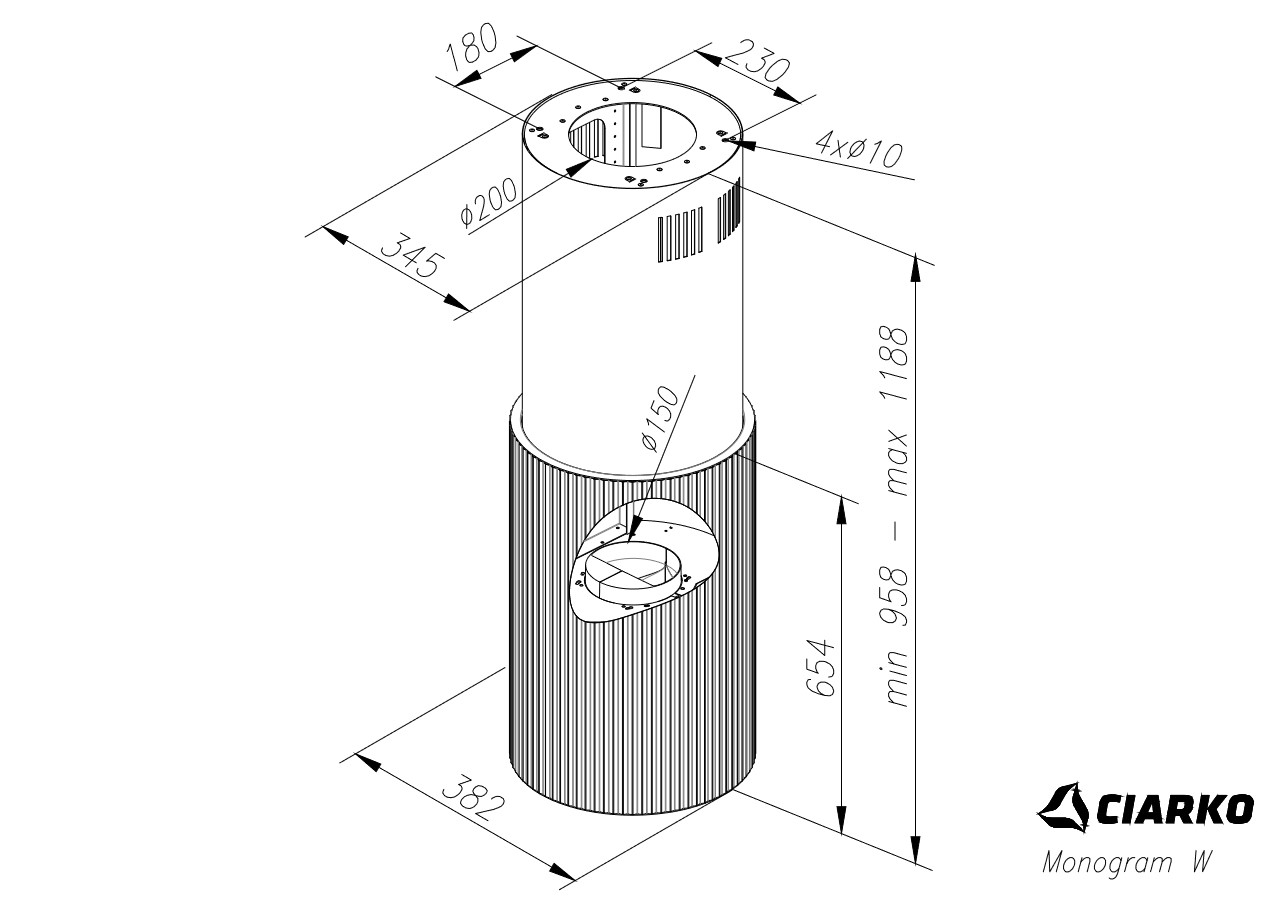 Okap wyspowy MONOGRAM W złoty ⌀ 38 CIARKO CDW3802Z - obrazek 5