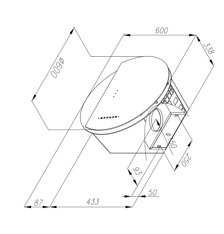 Okap przyścienny ECLIPSE czarno/złoty 60cm CIARKO CDO6001CZ - obrazek 5