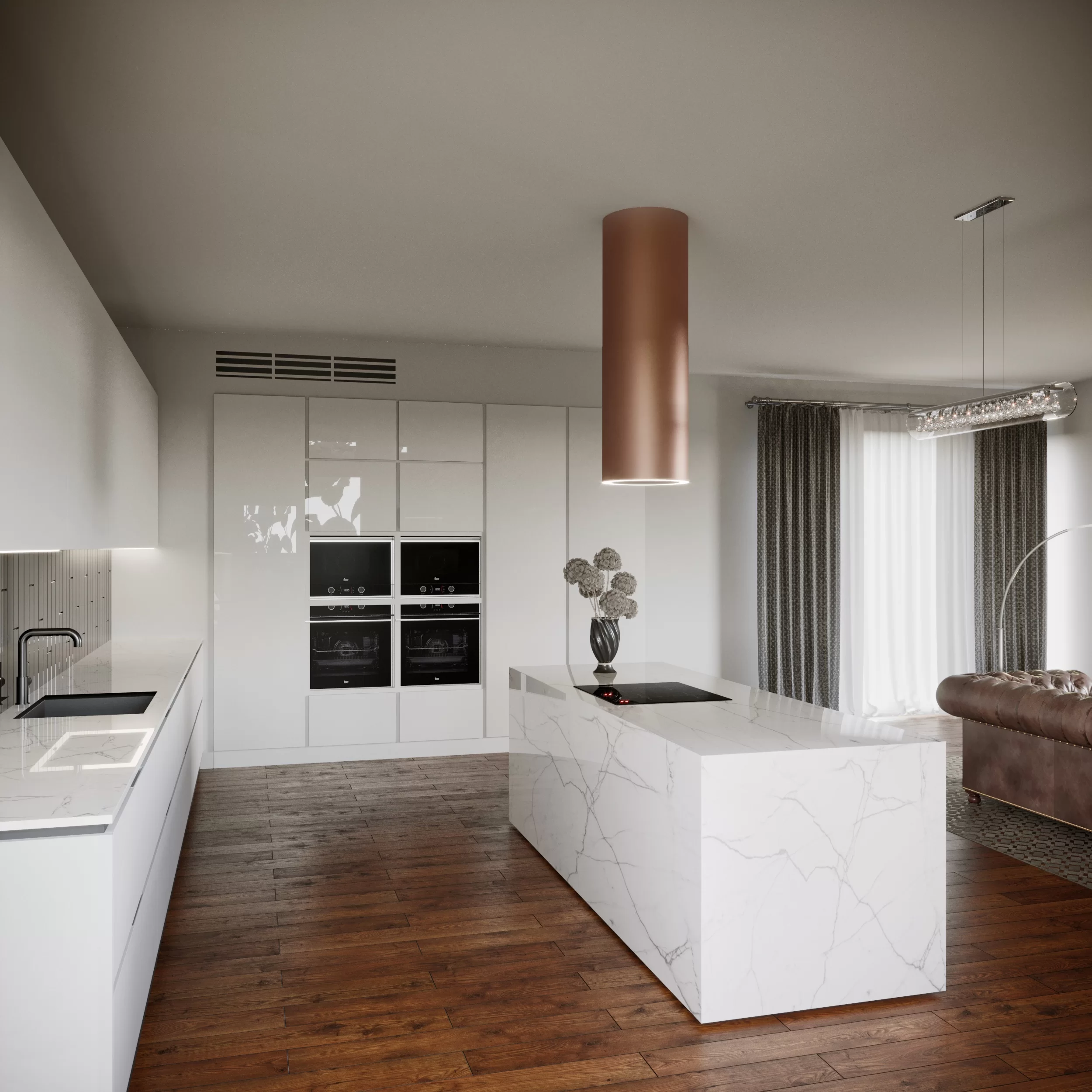 Okap wyspowy TUBUS W rose gold ⌀ 38 CIARKO CDW3801R - obrazek 2