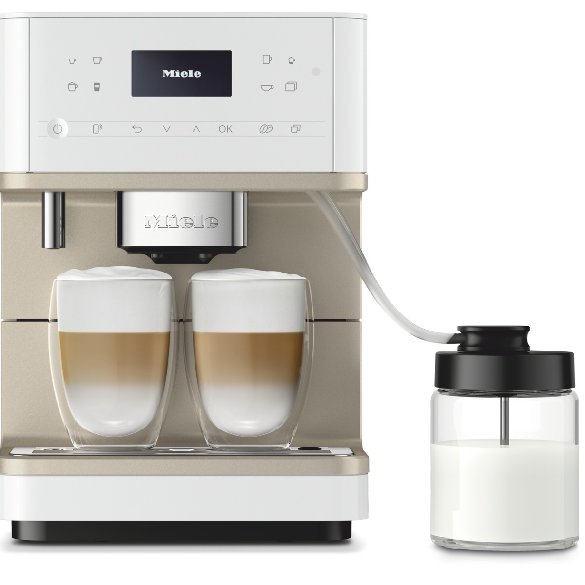 Wolnostojący ekspres do kawy Z WiFiConn@ct CM 6360 MilkPerfection Biały lotos CleanSteelMetallic Miele
