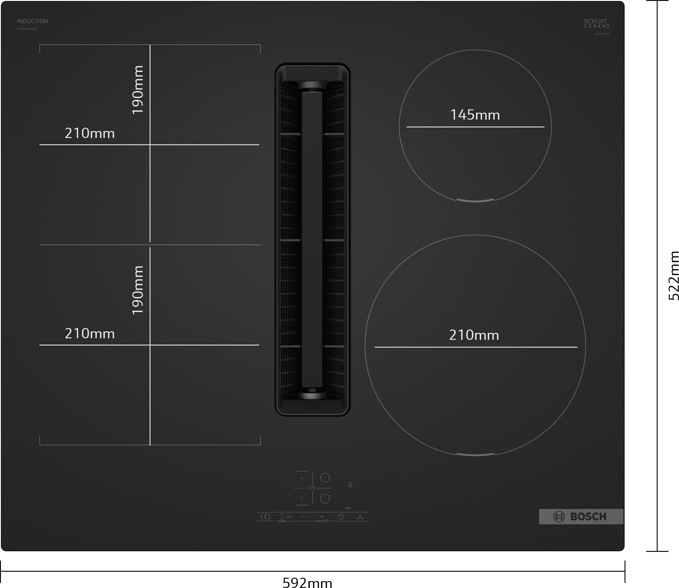 Płyta indukcyjna z wyciągiem Bosch PVS61AB16E Serie 4 Matt Design 60 cm 3 Płyta indukcyjna z wyciągiem Bosch PVS61AB16E Serie 4 Matt Design 60 cm - obrazek 3