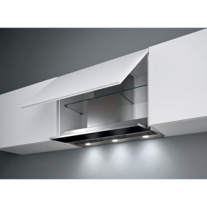 Okap zintegrowany Falmec Move 60 cm czarne szkło z wysuwanym panelem oświetlenie LED Dynamic Light