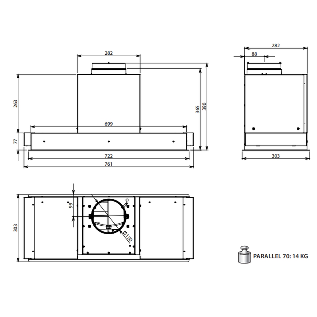 Okap zintegrowany Falmec Parallel 76 cm czarny sterowanie z płyty oświetlenie LED Dynamiczne 6 Okap zintegrowany Falmec Parallel 76 cm czarny sterowanie z płyty oświetlenie LED Dynamiczne - obrazek 6