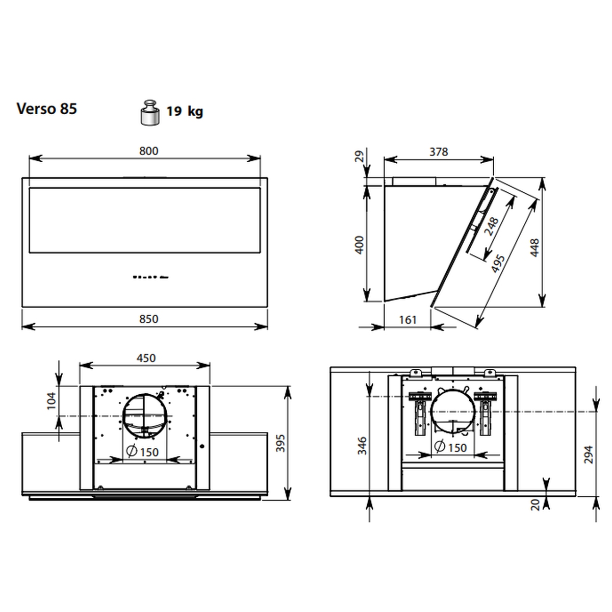 Okap przyścienny skośny Falmec Verso Easy 85 cm białe szkło podwójne zasysanie filtr Carbon.Zeo 2 Okap przyścienny skośny Falmec Verso Easy 85 cm białe szkło podwójne zasysanie filtr Carbon.Zeo - obrazek 2