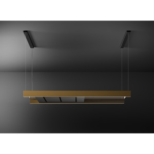 Okap wyspowy Falmec Light Isola 180 cm czarny brąz silnik bezszczotkowy z filtrem Carbon.Zeo