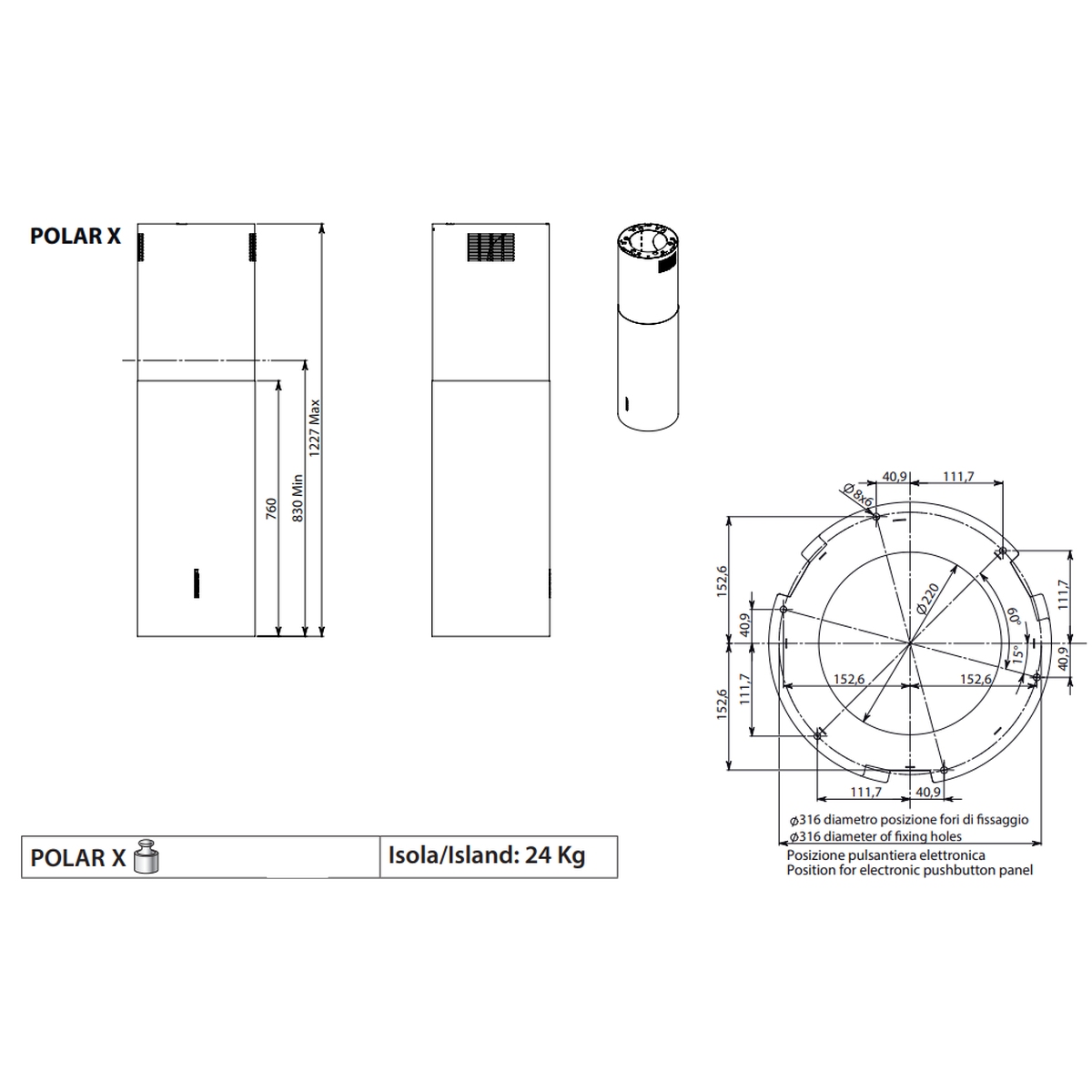 Okap wyspowy Falmec Polar X Evo Isola 35 cm o wydajności 800 m³/h stal inox Scotch Brite z Dynamic LED Light 2 Okap wyspowy Falmec Polar X Evo Isola 35 cm o wydajności 800 m³/h stal inox Scotch Brite z Dynamic LED Light - obrazek 2