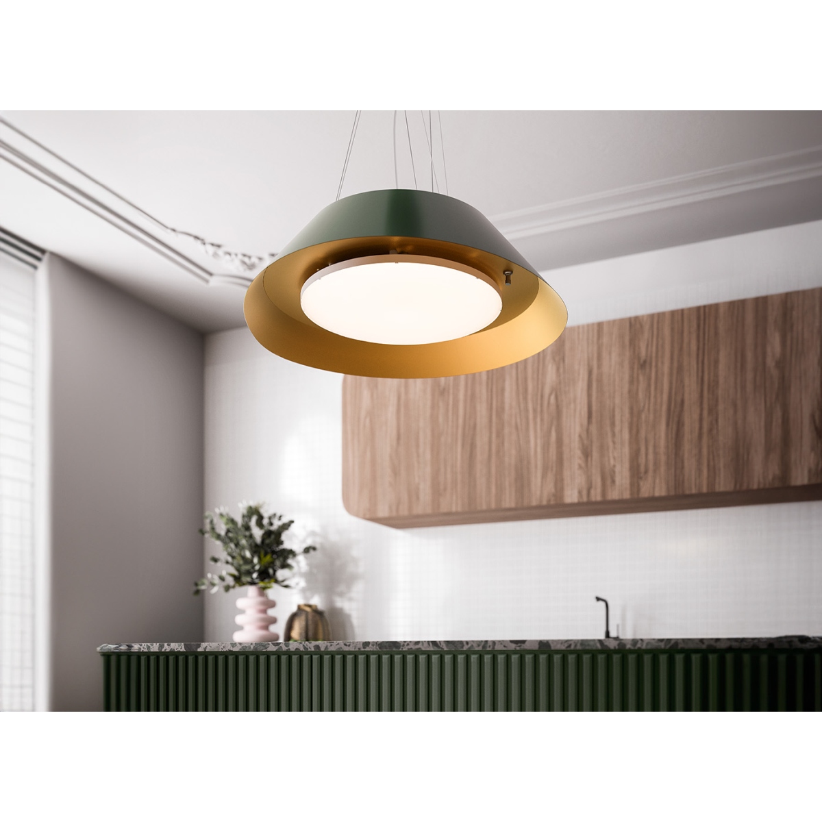 Okap wyspowy Falmec Vogue Circle.Tech 88 cm zielony oświetlenie Dynamic LED sterowanie z płyty 2 Okap wyspowy Falmec Vogue Circle.Tech 88 cm zielony oświetlenie Dynamic LED sterowanie z płyty - obrazek 2