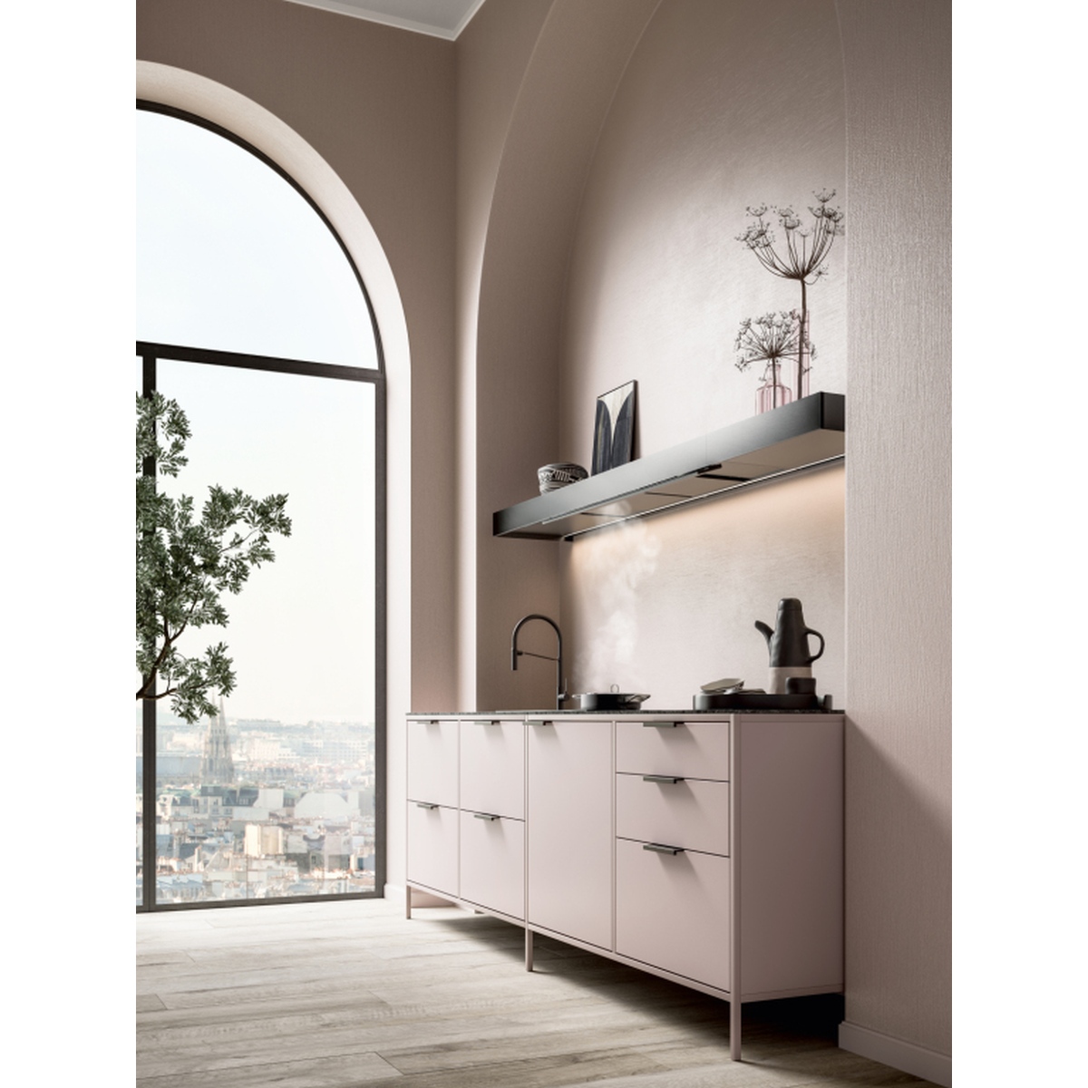 Półka wyciągowa modułowa Falmec Shelf Elements 120 cm czarna matowa z wyciągiem sterowanie dotykowe 2 Półka wyciągowa modułowa Falmec Shelf Elements 120 cm czarna matowa z wyciągiem sterowanie dotykowe - obrazek 2