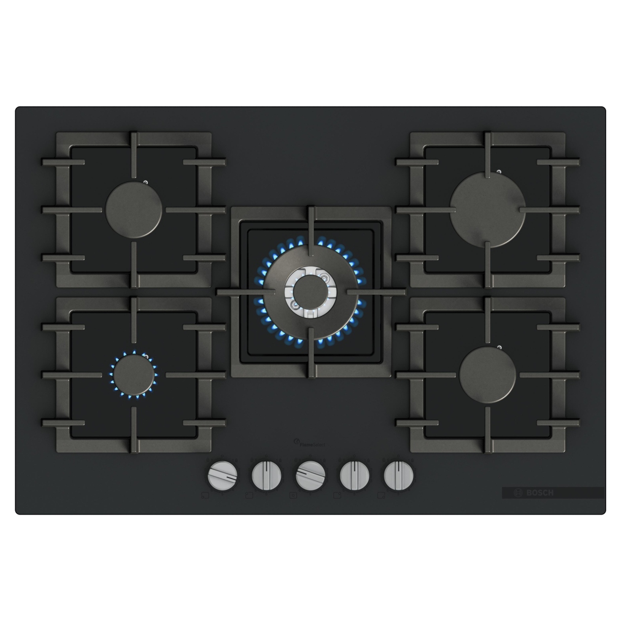 Płyta gazowa Bosch PPQ7AAI40 Serie 6 75 cm szkło hartowane czarna FlameSelect palnik Wok 1 Płyta gazowa Bosch PPQ7AAI40 Serie 6 75 cm szkło hartowane czarna FlameSelect palnik Wok